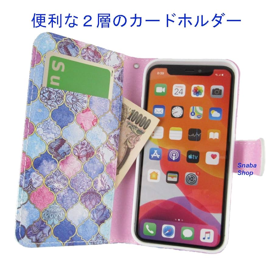 iPhone 13 Pro 手帳型ケース ストラップ付き フェイクレザー ブルー iPhone 13 Pro ソフトレザーケース NEUTZ 磁石付き - PM-A21CPLFY2BU
